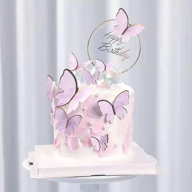

Butterfly Set Happy Birthday Card Cake Topper DIY Birthday Wedding Party Christmas Cake Decoration Topper Tool Accessories