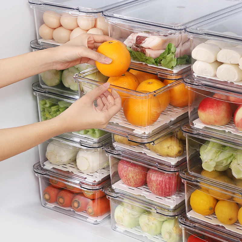 

1PC Refrigerator Organizer Kitchen Fruit Food Storage Box Food-Grade Vegetable Sealed Preservation Box Fridge Freezer Container