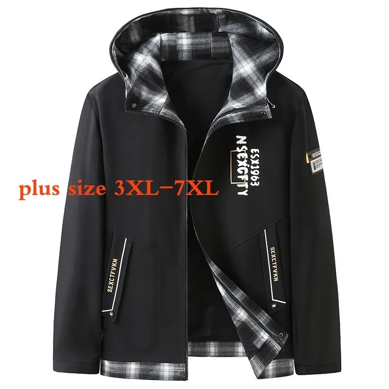 

Куртка с капюшоном для молодых мужчин, стильная верхняя одежда, супер большие размеры 3XL, 4XL, 5XL, 6XL, 7XL, весна-лето