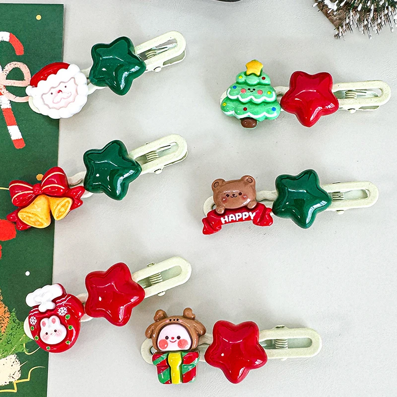 Рождественская заколка для волос с героями мультфильмов милый Санта-Клаус елка