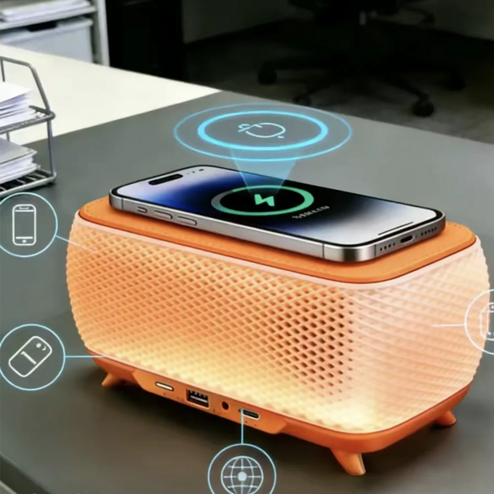 Портативная Bluetooth-колонка VYOPBC с беспроводной зарядкой, подсветкой и мощными басами для рабочего стола (art.: 3920dca9cb419) - 3920dca9cb419