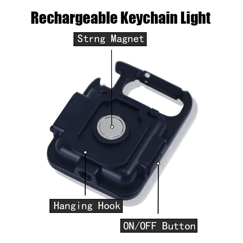 Mini Flashlights Camping Lights Outdoor USB Rechargeable Key Light Lantern OutsideFishing Hiking COB 800 Lumen Lantern Corkscrew