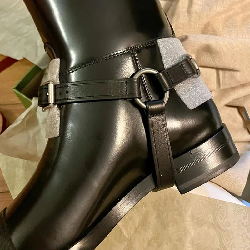 Round Toe Slip-on Boots New Flat High Boots Round Toe Color Matching Knight Boots for Woman