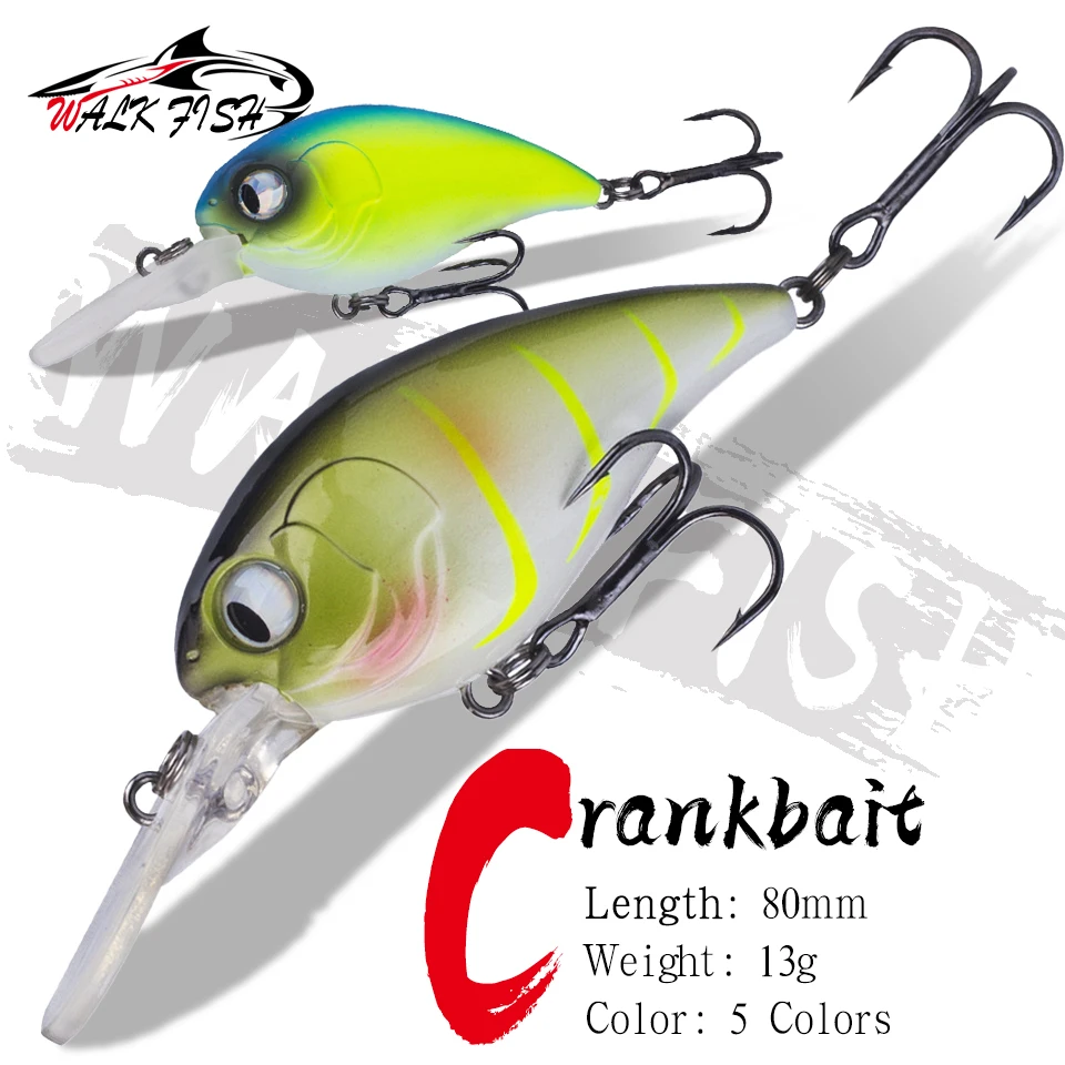 

WALK FISH 80mm/13g Crank Fishing Lures Floating Wobblers Japan Bass Pike Fishing Artificial Hard Bait Pesca Crankbait