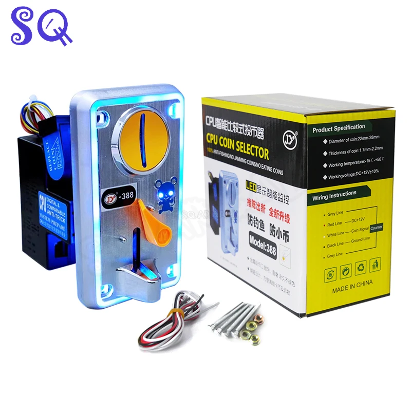 

Multi Arcade Coin Acceptor JY-388 with 12V LED light can be used for Arcade Machine Claw Machine Swing Car Crane Machine