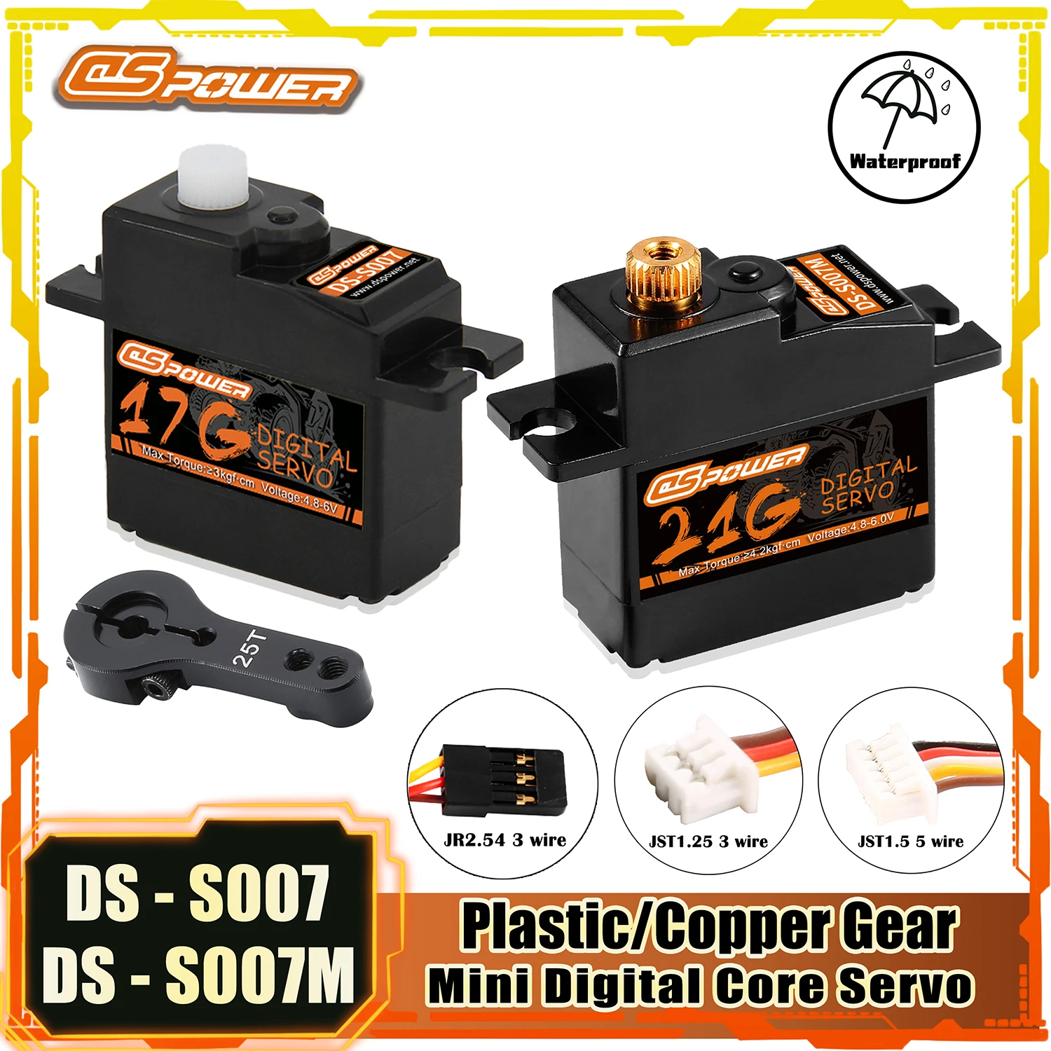 

DSPOWER 17g 21g Micro Servo Mini Digital Metal Copper/Plastic Gear JST/JR Plug 3/5 Wire for 1:18 1:16 Rc Car Airplane Boat Robot