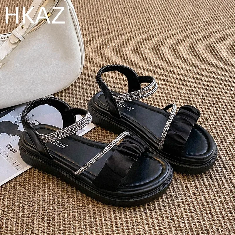 

Сандалии женские с круглым носком, дышащие желейные босоножки на плоской подошве, модная уличная пляжная спортивная обувь, летние туфли с пуш-апом