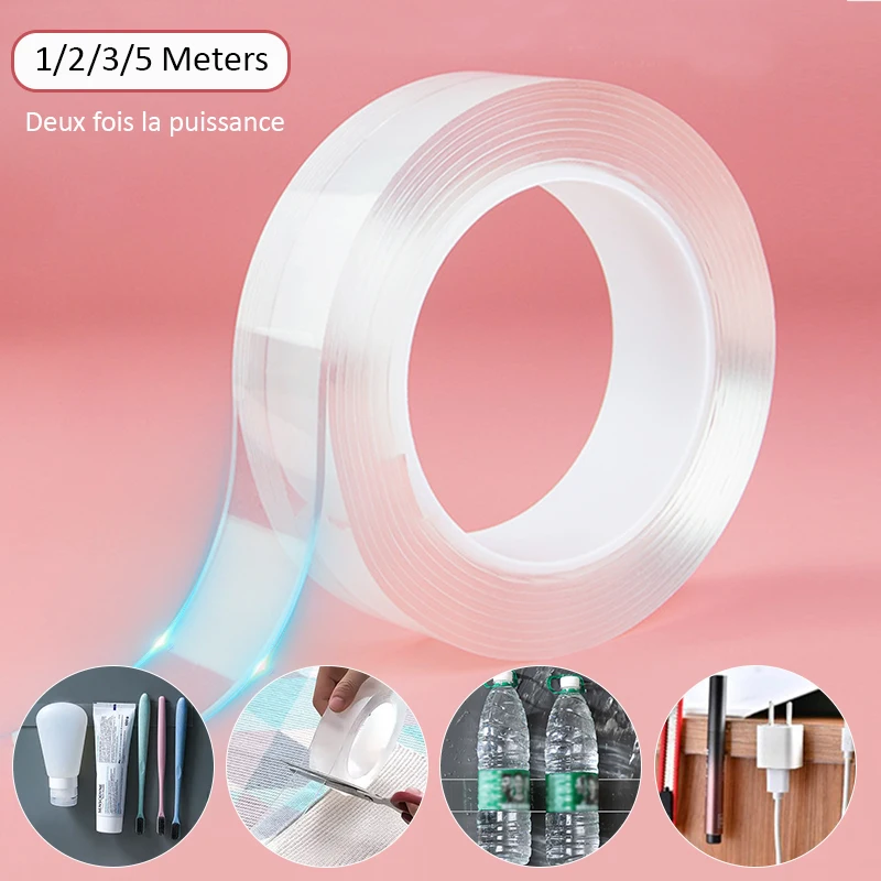 Самоклеящаяся Двусторонняя Водонепроницаемая нано-лента для ванной и кухни, многоразовые термостойкие прозрачные наклейки