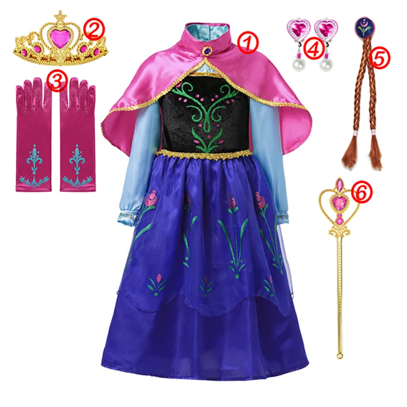 Disney Frozen Costume Princess Dress for Girls White Sequined Mesh Ball Gown Carnival Clothing Kids Cosplay Snow Queen Elsa Anna images - 6