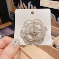new korean women pearls rose fashion brooch pins elegant crystal retro accessories jewelry brooches for women clothing pins