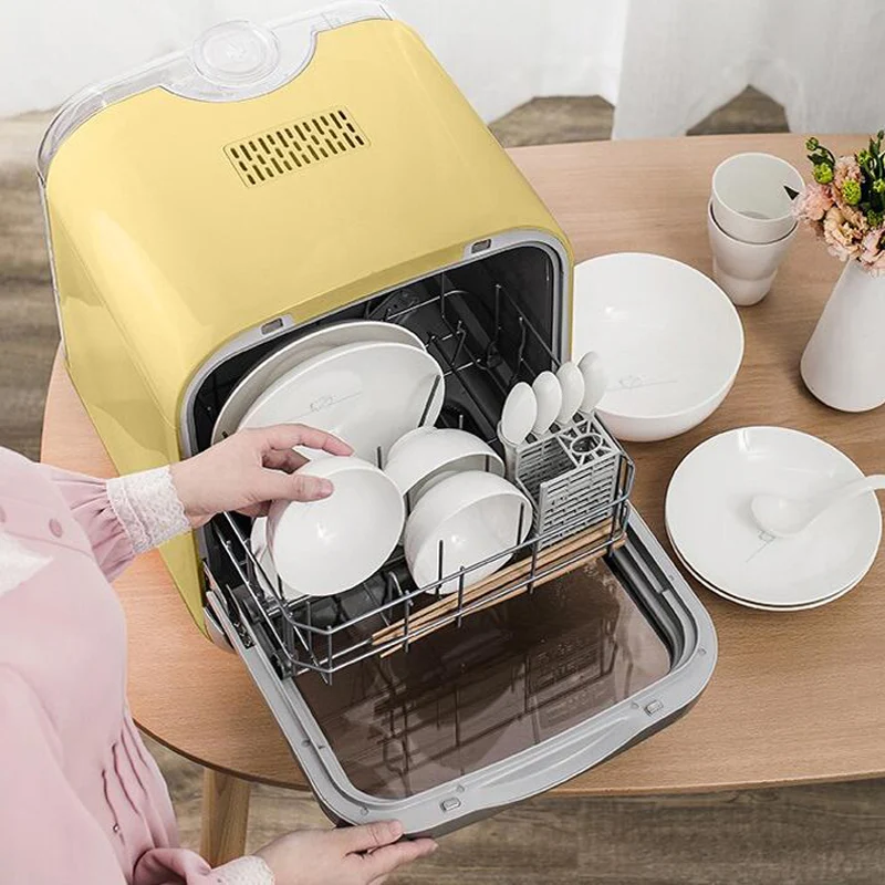 

1 шт. миска для мытья, домашняя полностью автоматическая щетка для мытья, настольная маленькая посудомоечная машина, высокотемпературная дезинфекция