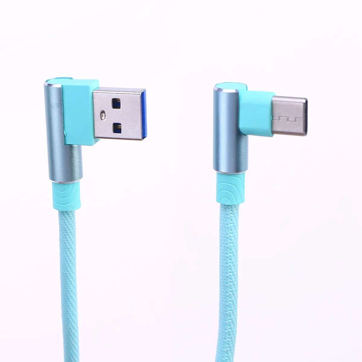Фото Кабель USB Type-C для быстрой зарядки, 1 м, нейлоновая оплетка, 2.4A, угловой разъем, для Galaxy S9, Note 8 №2