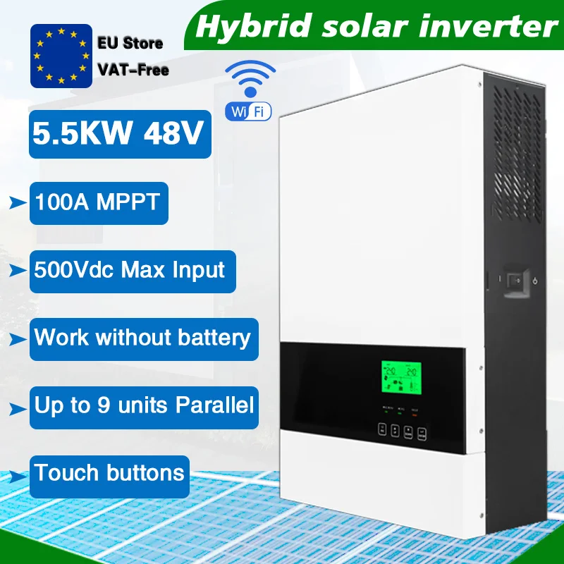 

5500W 48VDC Off Grid Hybrid Pure Sure Wave Solar Inverter with 100A MPPT Charge Controller No Battery Working Parallel Function