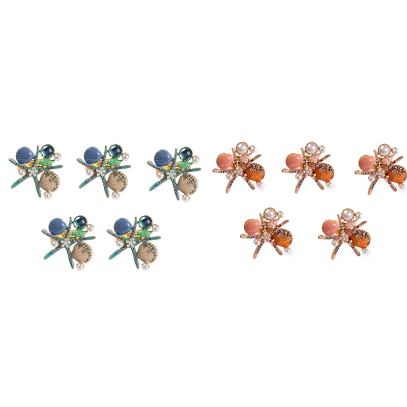 5 шт. кольца для салфеток в виде морской звезды жемчужные стразы океанские