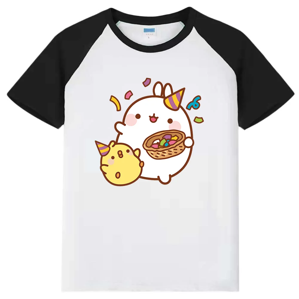 

Rabbit Molang Tshirt Kids Cartoon Piupiu T-shirts for Toddler Girl T Shirt Boy Graphic Tee 100% Cotton Kids Clothes Boys 8 To 12