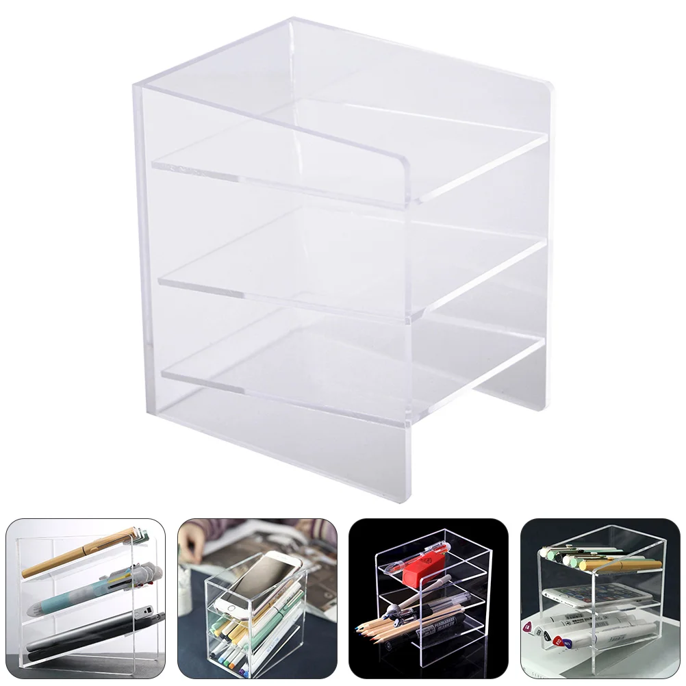 

Pen Storage Box Holder Decorative Case Sundries Organizer Acrylic Drawers Container Desk Office Mini Stationery Organizers