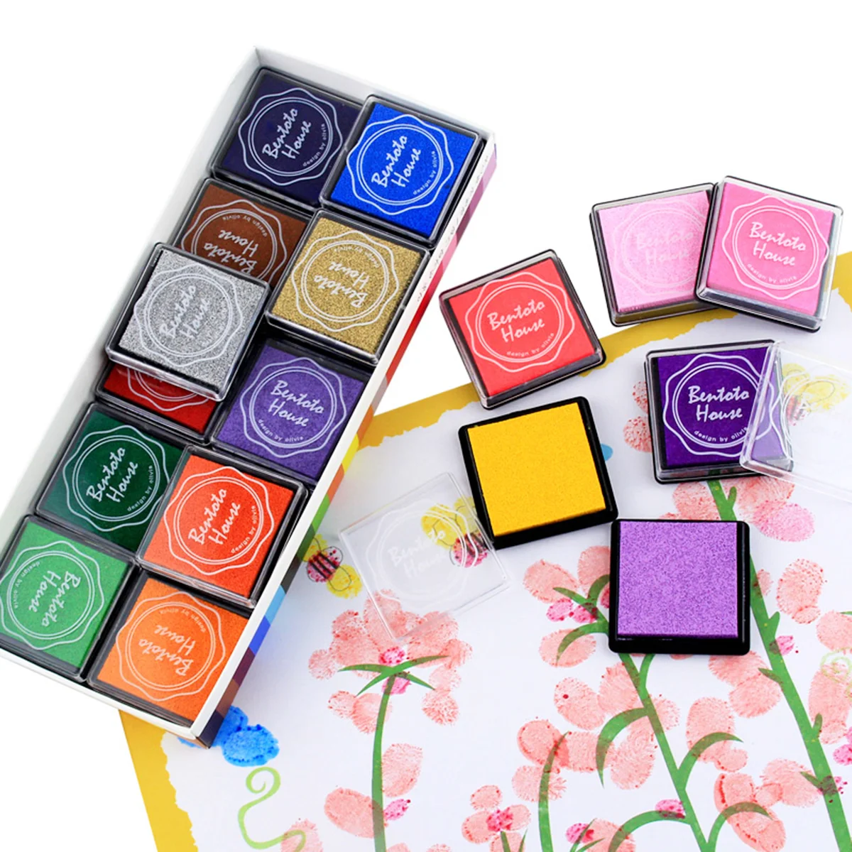 

20pcs DIY Craft Ink Pad Stamps Partner Diy Color, 20 Color Finger Ink Pads for Stamps, Paper, Wood Fabric