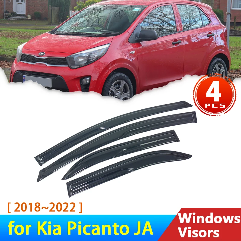 

Ветрозащитный экран для Kia Picanto Morning JA MK3 2018 ~ 2023, аксессуары, дефлекторы, оконные козырьки автомобиля, защита от дождя и бровей, защитная крышка