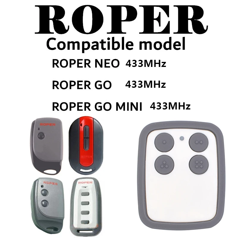 

433 МГц пульт дистанционного управления для ROPER GO MINI 2 клон Rolling Code ROPER NEO Гаражные ворота Командный пульт дистанционного управления