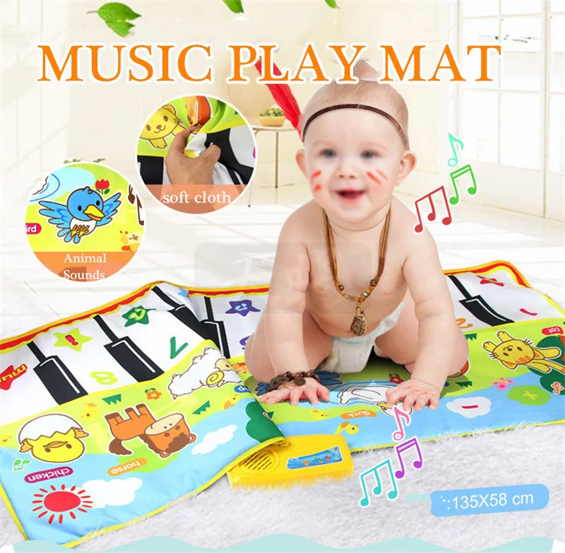 Музыкальный коврик большого размера Детская развивающая игрушка с животными для