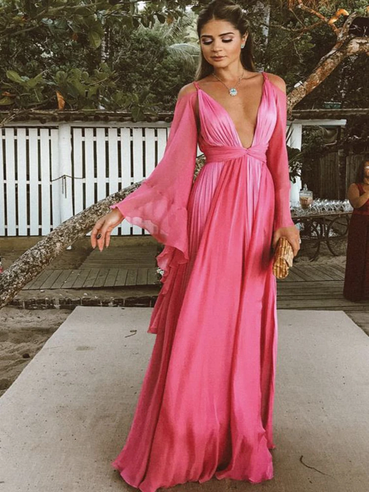 

Sexy Long Chiffon Evening Dress New Arrival Backless Special Occasion Prom Gowns Custom Made