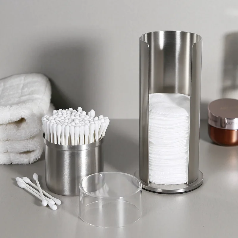 

Creative Cotton Swab Storage Rack Storage Box Stainless Steel Cleaning Cotton Bracket Bathroom Cosmetic Cotton Pad Organizer