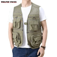 outdoor sleeveless mesh large size loose waistcoat mens multi pocket tooling fishing photography vest mens jacket fashion 2022