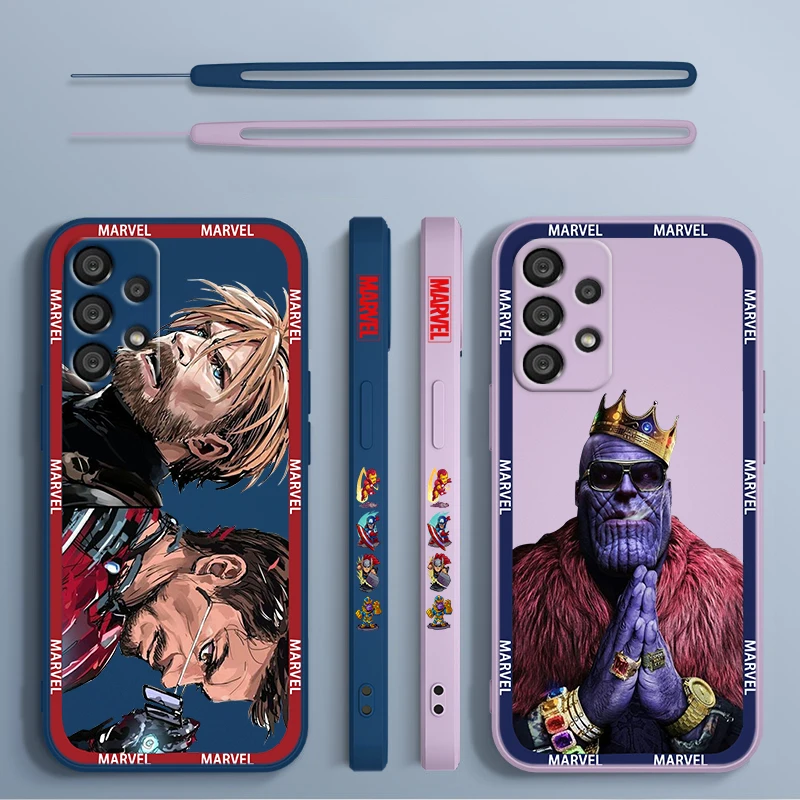 

Marvel Avengers villain Thanos Samsung Phone Case For A73 A53 A33 A52 A32 A71 A51 A21S A03S A50 A30 5G Liquid Left Rope Cover