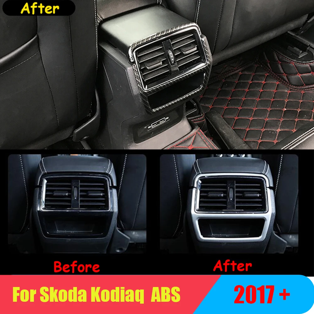 

For Skoda Kodiaq 2017 2018 ABS Matte/carbon Car Back Rear Air Condition outlet Vent frame Cover Trim car styling accessories