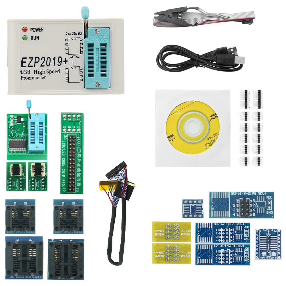 Высокоскоростной USB-программатор SPI EZP2023 2024 + 12 адаптеров поддержка 24 25 26 93 95 EEPROM