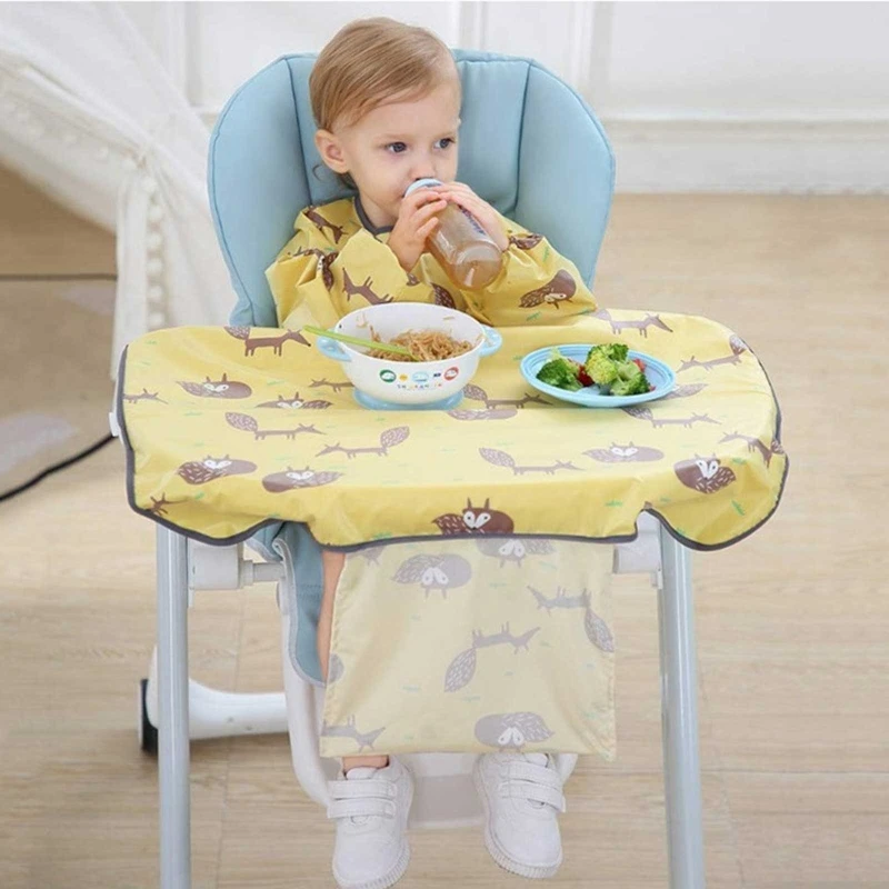 

Newborn Long Sleeve Bib Coverall with Table Cloth Cover Dining Chair Gown Saliva Towel Burp Apron