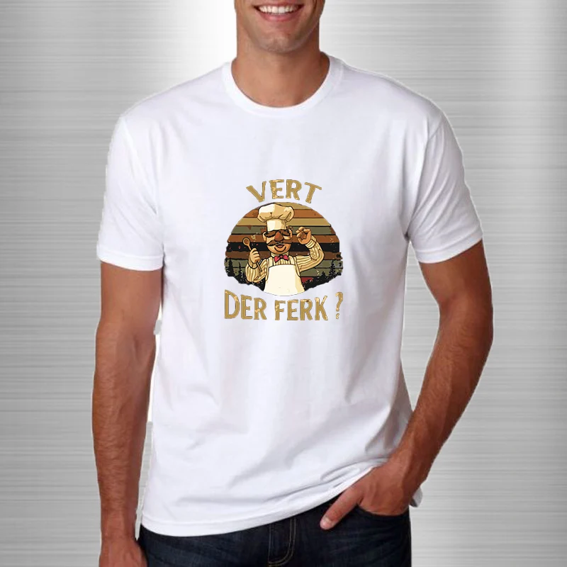 

Latest men's summer vert der ferk graphic print t-shirt retro trend street cotton t-shirt solid color loose simple t-shirt
