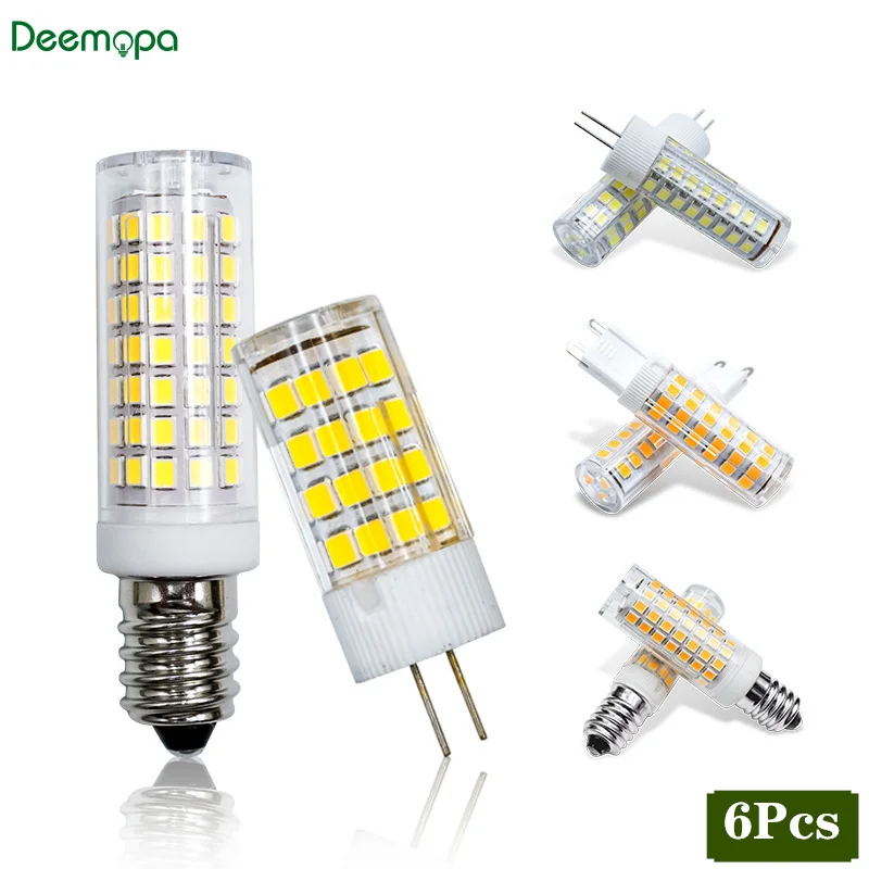 

6pcs/lot E14 G9 G4 LED Lamp 220V 230V 240V 3W 5W 7W 9W Ceramic SMD2835 LED Bulb Warm/Cool White Spotlight replace Halogen light