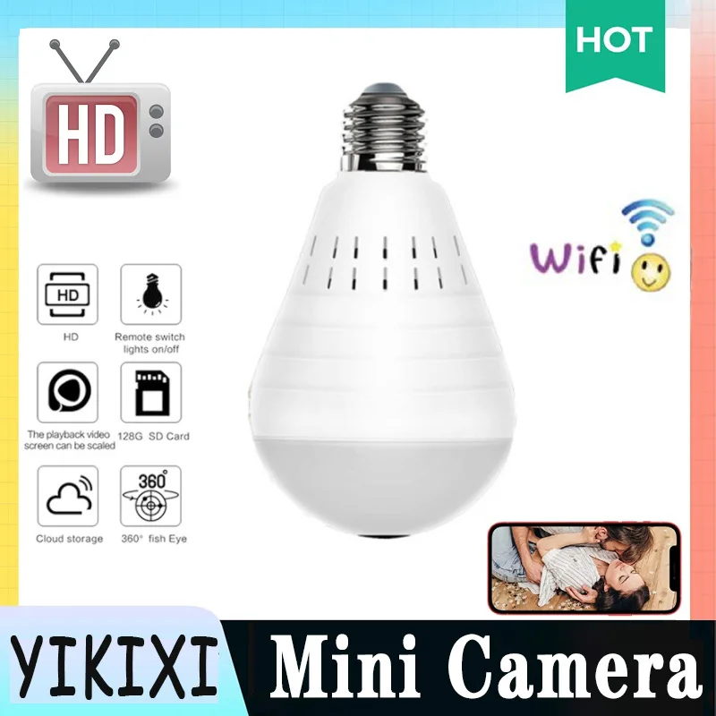 

HD WiFi Video Camera LED Light Wireless Panoramic Cam P2P Security Surveillance Motion Detection Remote View Audio Recorder