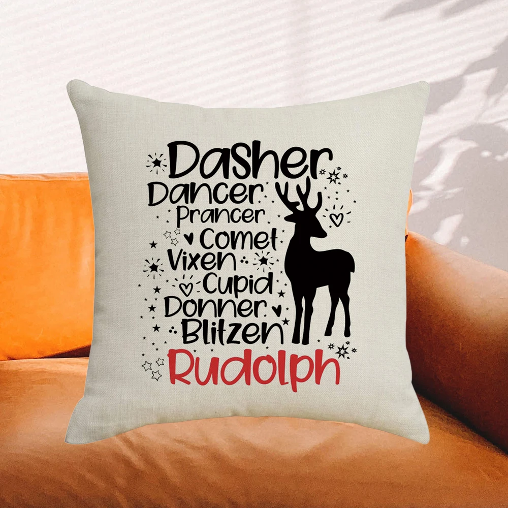 

2023 Reindeer Christmas Cushion Cover Navidad Merry Christmas Decorations for Home Xmas Noel Christmas Ornaments New Year Gifts