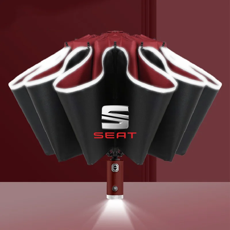 

Automatic Car Umbrella Reflective Stripe With Led Light Umbrella For Seat Leon 5f Ibiza 6l 6j Leon 1p Cushion Altea Xl Leon Mk