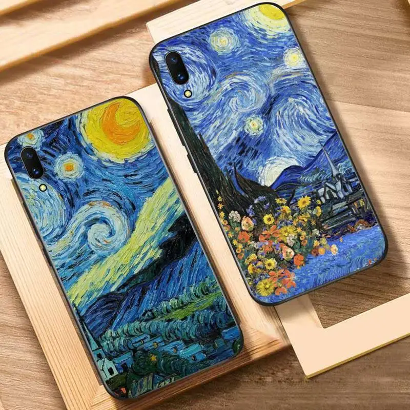 

Van Gogh Starry Sky Art Phone Case For Oppo Reno Realme C3 6Pro Cover For vivo Y91C Y17 Y19 Funda Capa