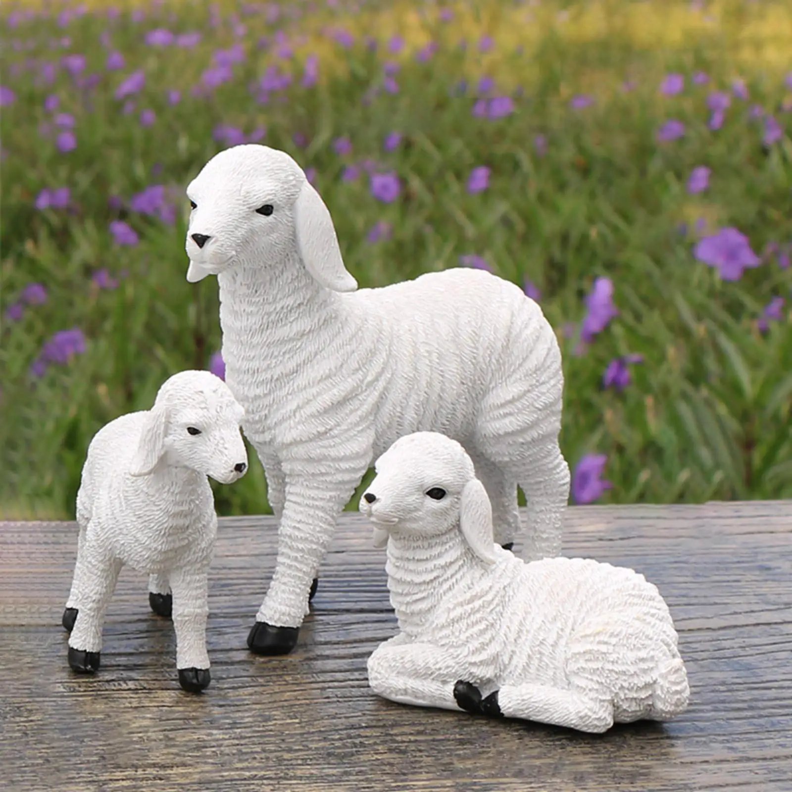 Resin Goat Figurine White Lamb Ornament Mini Animal Model Decor for Home Farm Yard Craft Outdoor Statues Housewarming Gift |
