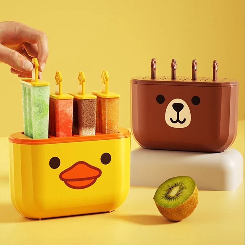 

Kids Cute Ice Cream Mold Reusable Easy Release Ice Pop Maker Handmade Dessert Ice Cream Mold Mould Freezer Fruit Kitchen Tools