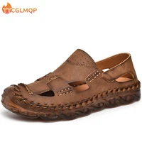 2022 summer new mens leather sandals outdoor non slip beach sandals fashion breathable wading shoes roman sandals big size
