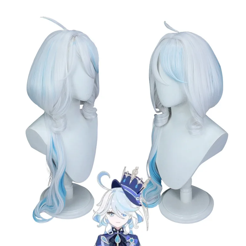 

Focalors Wig Game Genshin Impact Cosplay Wig Game Genshin Impact Hydro Women Blue Hair High Heat Resistant Cosplay Wig 90cm Hair