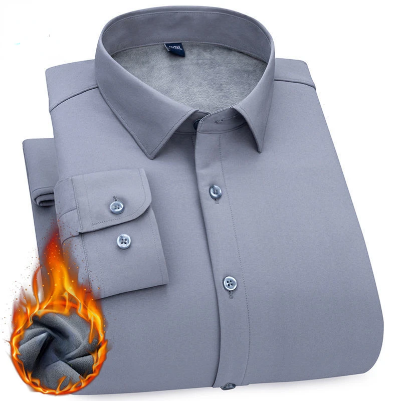 Autumn and Winter Warm Shirt Middle Aged and Youth Shirt Casual Business Professional Workwear Thickened Plush Top