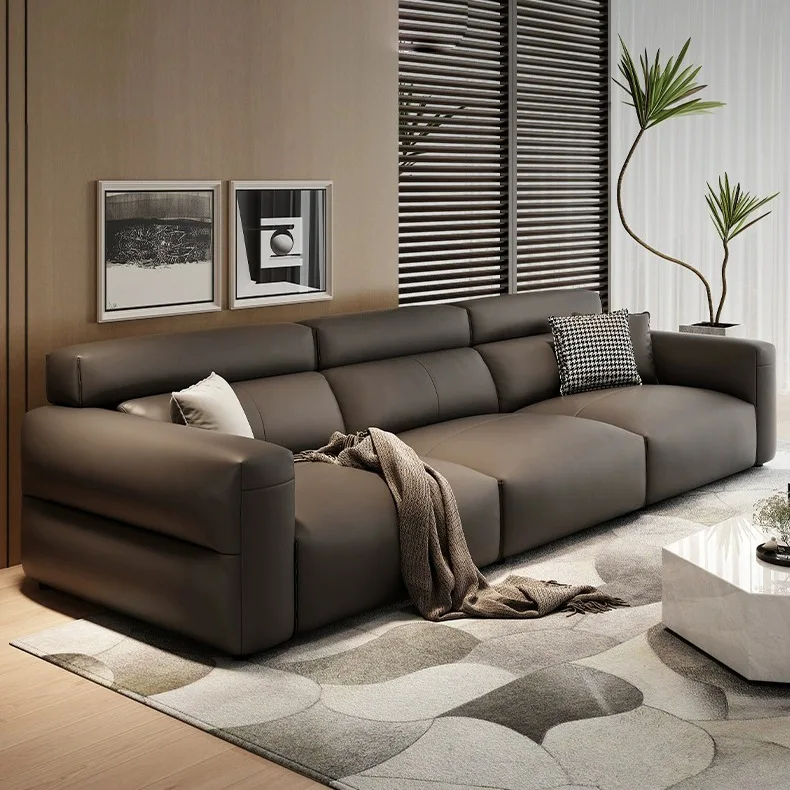 Итальянский минималистичный кожаный диван для гостиной комбинация первого слоя