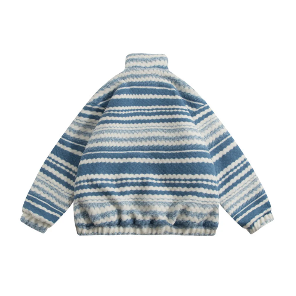 Covrlge Coloured-collared Men's Winter Warm Coat New Top Thick Striped Parka for Men Casual Trend Couples Streetwear Male MWM147