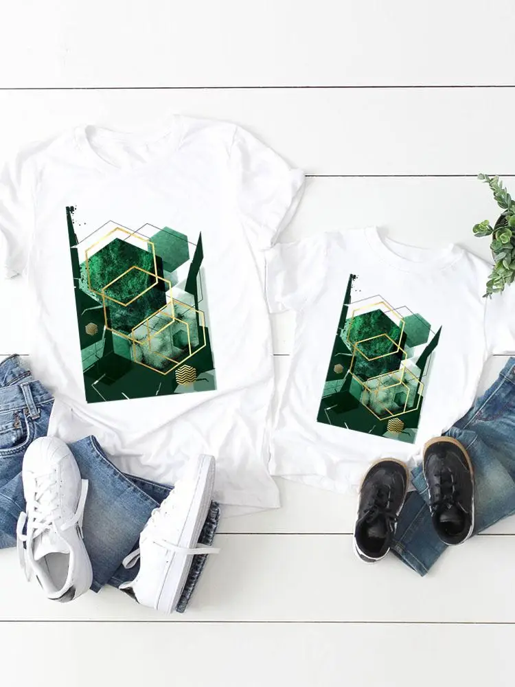 

Print Watercolor Female Tee Women Child Kid Clothing Boy Girl Summer Family Matching Outfits Mom Mama Graphic T-shirt Clothes