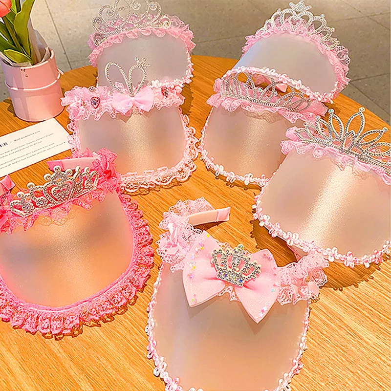 

Princess Kids Sun Visor Cap Headwear Lace crown Summer Girl Empty Top Sun Hat Wide Brim Hat Outdoor Sport Baseball Cap Bonnet