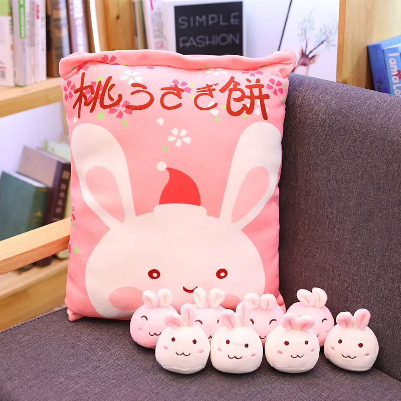 

A bag Kawaii Japan Cherry Blossoms Pink Plush Sale 8pcs Cute Rabbit Doll Soft Stuffed Toys For Girlfriend Kid Birthday Love Gift