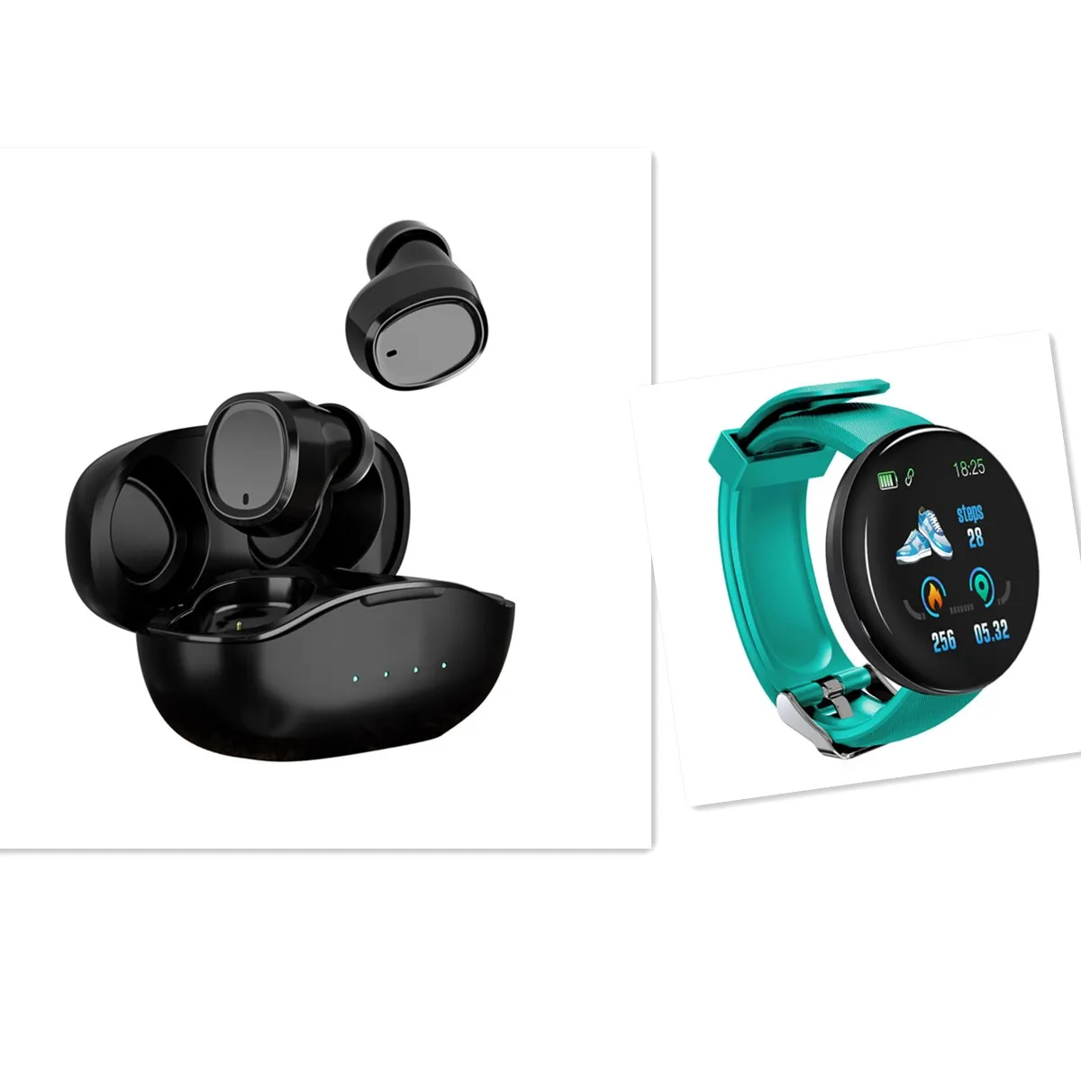 Недорогие Bluetooth-наушники 2 в 1 умные часы D18 для спорта фитнеса йоги гарнитура T1