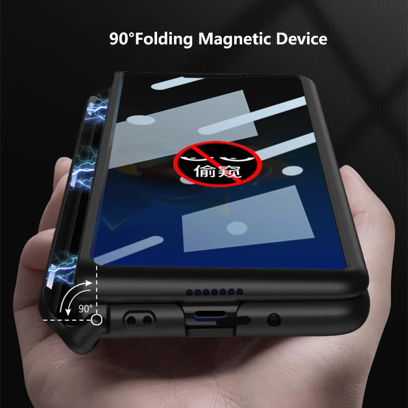 Plain Leather Magnetic Hinge Cover Anti-Peep For Huawei Mate X2 Case Fold Stand protective film shockproof funda for hw mate x2