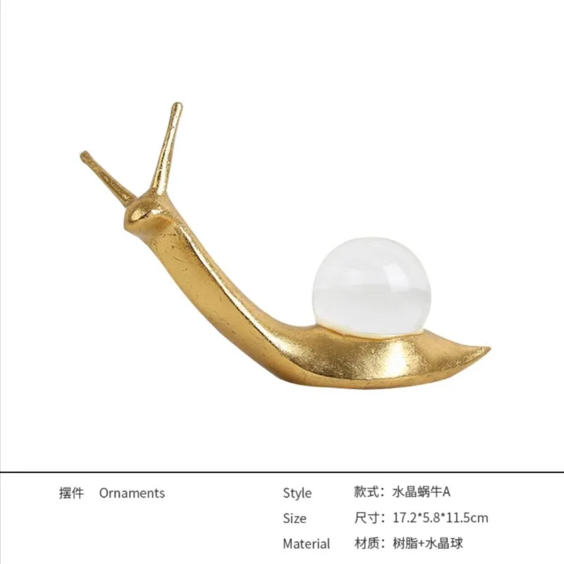 

European Style Simple and Light Luxury Resin Crystal Ball Golden Snail Ornaments Wall Decoration Ornaments